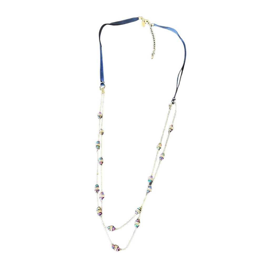 Ann Taylor Bead and Ribbon Long Necklace